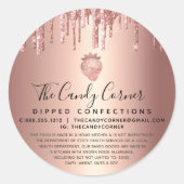 Erdbeere Rose Gold Kupfer Tropfen Konfektion Recht Runder Aufkleber (Vorderseite)