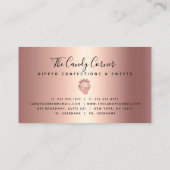 Erdbeere Rose Gold Tropfen Confection Süßigkeiten Visitenkarte (Rückseite)