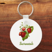 Erdbeere rund Erdbeeren Schlüsselanhänger (Vorderseite)