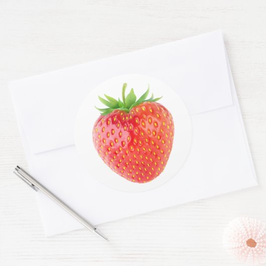 Erdbeere Runder Aufkleber (Umschlag)