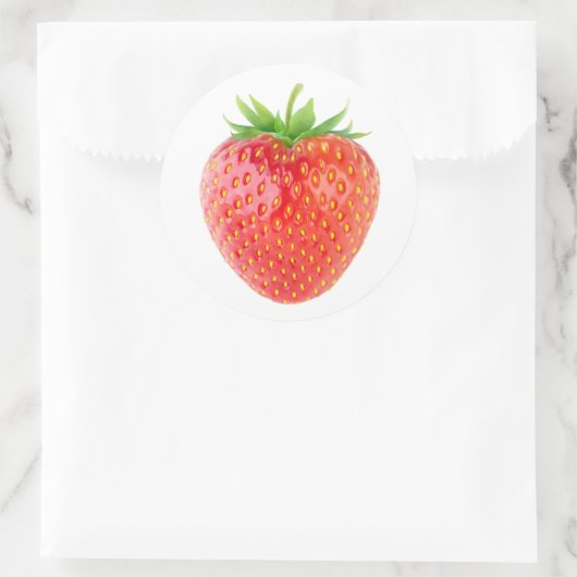 Erdbeere Runder Aufkleber (Tasche)