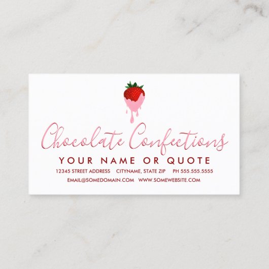 Erdbeere-Schokolade-Erdbeere-Visitenkarte Visitenkarte (Rückseite)