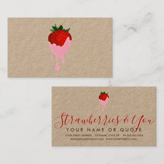 Erdbeere-Schokolade-Erdbeere-Visitenkarte Visitenkarte (Vorne/Hinten)