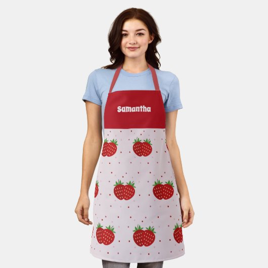 Erdbeere Schürze (Getragen)