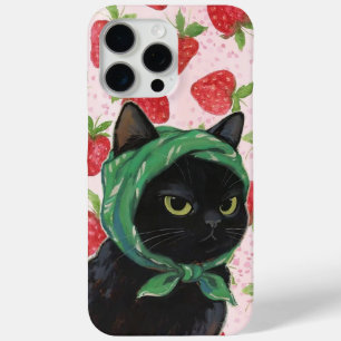 Erdbeere Schwarz Süße Katzen-Handyhülle Kawaii Case-Mate iPhone Hülle