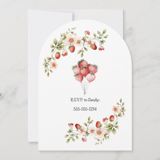 Erdbeere Shortcake Baby Dusche Einladung (Rückseite)