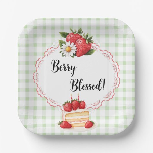 Erdbeere Shortcake Babydusche Teller (Vorderseite)