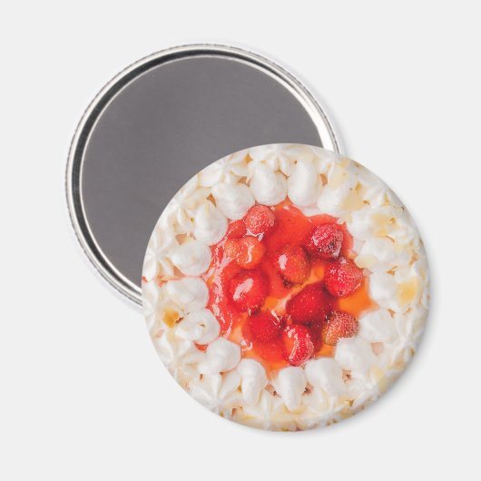 Erdbeere Shortcake Dessert rot weiß Magnet (Vorderseite/Rückseite)