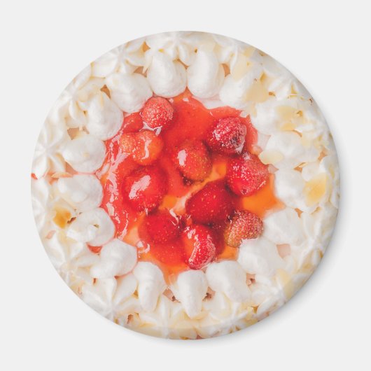 Erdbeere Shortcake Dessert rot weiß Magnet (Vorne)