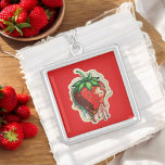 Erdbeere, silberplattiert, Kette Versilberte Kette<br><div class="desc">🖤</div>