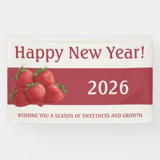 Erdbeere Silvester Rot Banner (Horizontal)