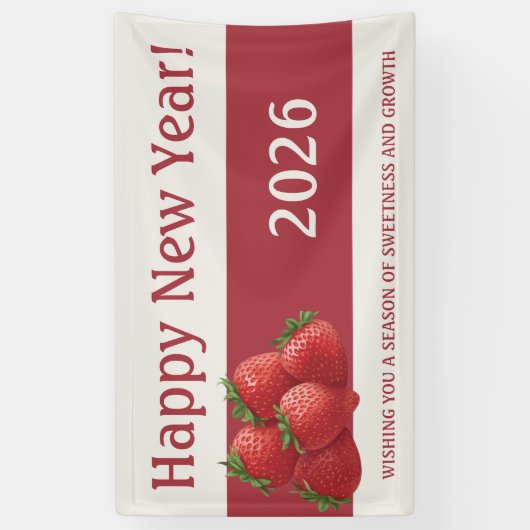 Erdbeere Silvester Rot Banner (Vertikal)