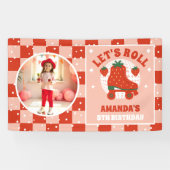 Erdbeere-Skate | Retro Roller Skaten Geburtstag Banner (Horizontal)