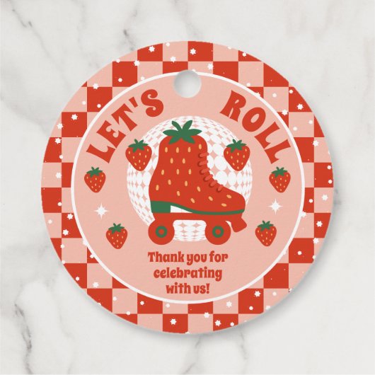 Erdbeere-Skate | Retro Roller Skaten Geburtstag Geschenkanhänger (Rückseite)