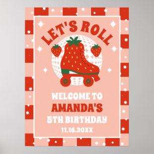 Erdbeere-Skate   Retro Roller Skaten Geburtstag Poster