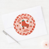 Erdbeere-Skate | Retro Roller Skaten Geburtstag Runder Aufkleber (Umschlag)