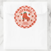 Erdbeere-Skate | Retro Roller Skaten Geburtstag Runder Aufkleber (Tasche)