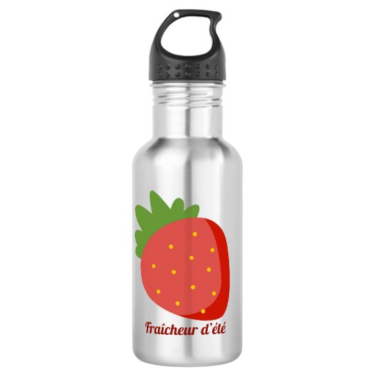 Erdbeere Sommerfrische Edelstahlflasche (Vorderseite)