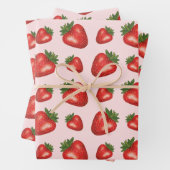 Erdbeere Sommerfruchtmuster auf Rosa Geschenkpapier Set (Beispiel)