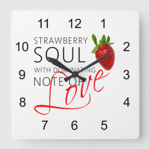 Erdbeere-Soul Quadratische Wanduhr