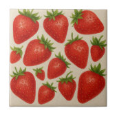 Erdbeere Splash Tile - Aquarellfarben Frucht Keram Fliese (Vorderseite)