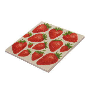 Erdbeere Splash Tile - Aquarellfarben Frucht Keram Fliese