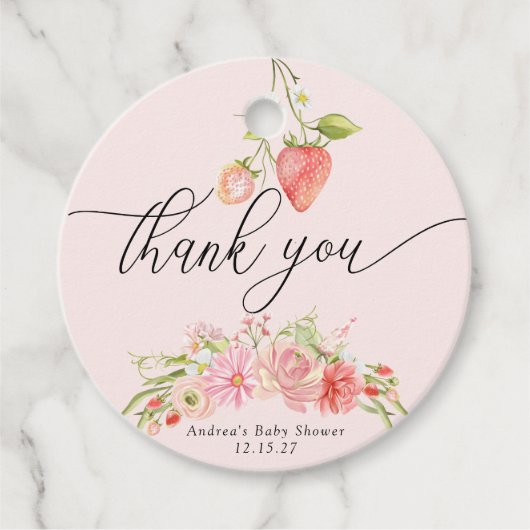 Erdbeere | Summer Baby Dusche Geschenkanhänger (Vorderseite)