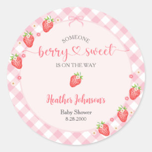 Erdbeere Süße Kleine Baby Girl Baby Shower Runder Aufkleber