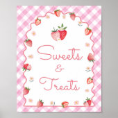 Erdbeere Süßigkeiten und Leckereien Wavy Geburtsta Poster (Vorne)