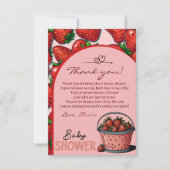 Erdbeere Sweet Pink Bucket Baby Dusche Dankeskarte (Vorderseite)