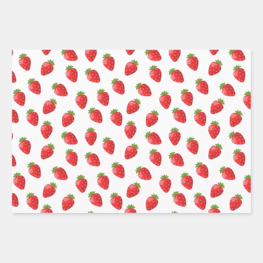 Erdbeere Thema 3 Stück Geschenkpapier Set (Vorderseite)