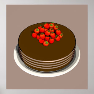 Erdbeere Topped Chocolate Cake Poster
