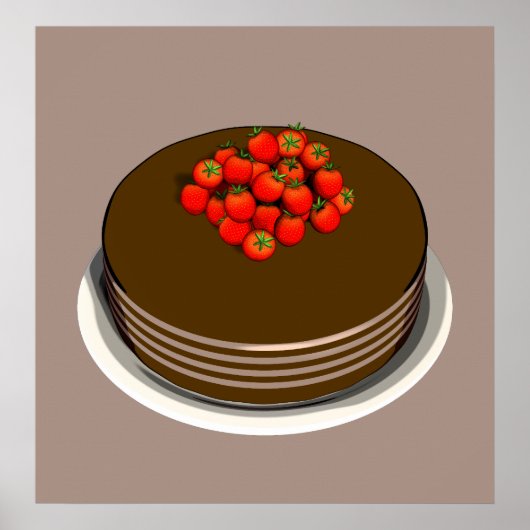 Erdbeere Topped Chocolate Cake Poster (Vorne)