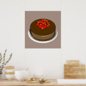 Erdbeere Topped Chocolate Cake Poster (Küche)