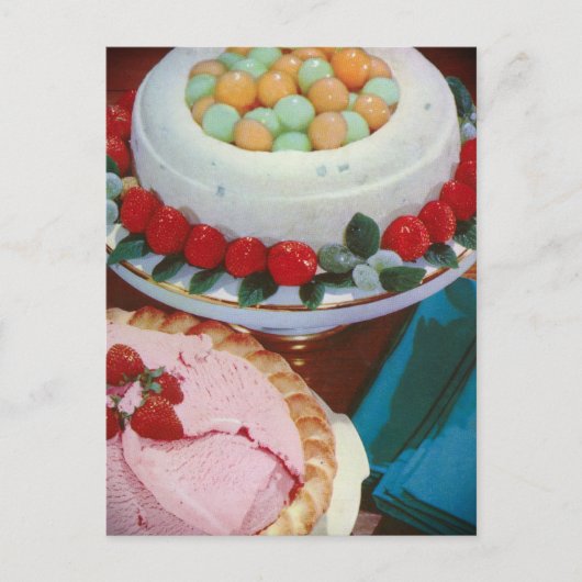 Erdbeere u. Minze Postkarte (Vorderseite)