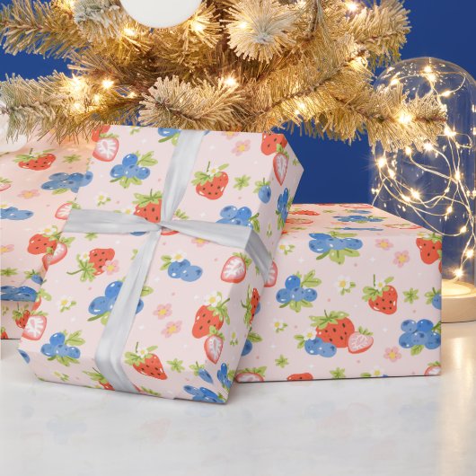 Erdbeere und Blaubeere nahtloses Muster Geschenkpapier (Feiertage)
