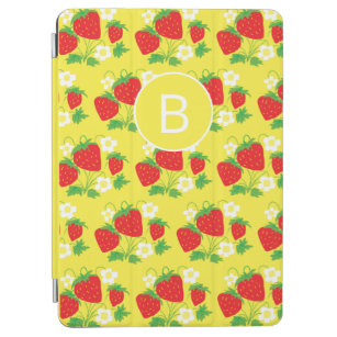 Erdbeere und Blume Gelbes Muster Mit Monogramm iPad Air Hülle