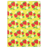 Erdbeere und Blume Gelbes Muster Monogrammiert Klemmbrett (Rückseite)