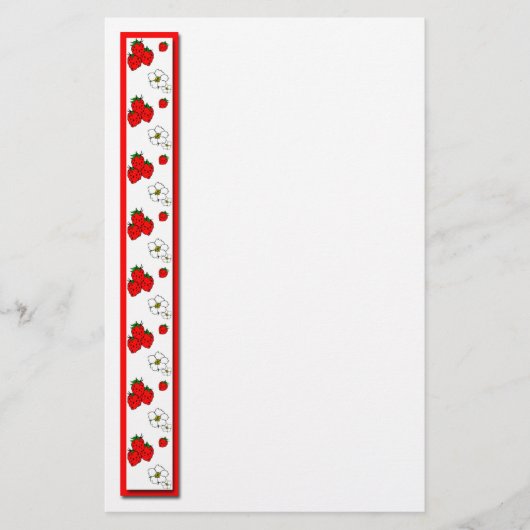 Erdbeere und Blume - Geschirr Briefpapier (Vorderseite)
