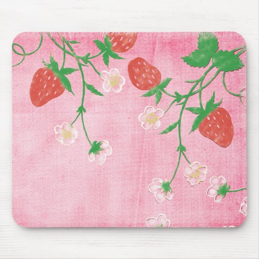 Erdbeere und Blume in Rosa Mousepad (Vorne)