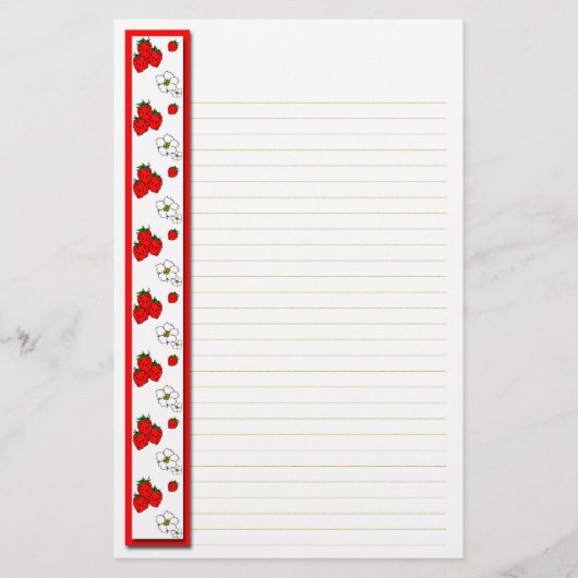 Erdbeere und Blume Leichter Bodenbelag Briefpapier (Vorderseite)