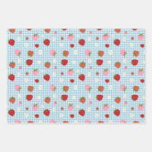 Erdbeere und Blume Nahtloses Muster Geschenkpapier Set (Vorderseite)