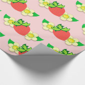 Erdbeere und Blume Rosa Umhüllungspapier Geschenkpapier (Ecke)