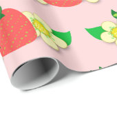Erdbeere und Blume Rosa Umhüllungspapier Geschenkpapier (Rolleneckpunkt)