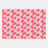Erdbeere und Blumen Geschenkpapier Set (Vorderseite 2)