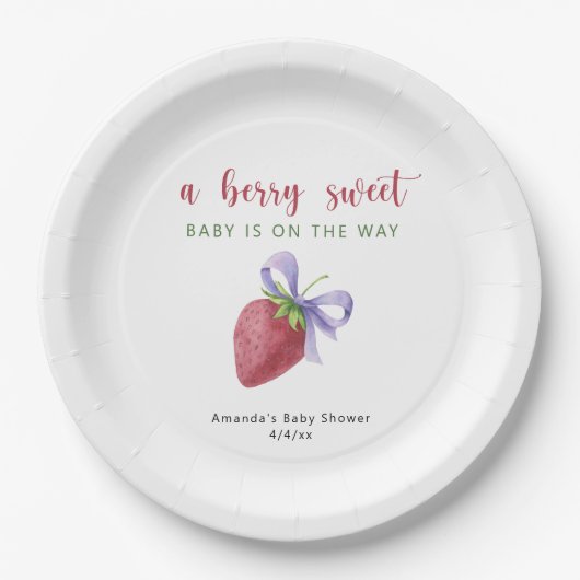 Erdbeere und Bugbrenne Baby Dusche Pappteller (Vorderseite)