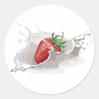Erdbeere und Creme Runder Aufkleber