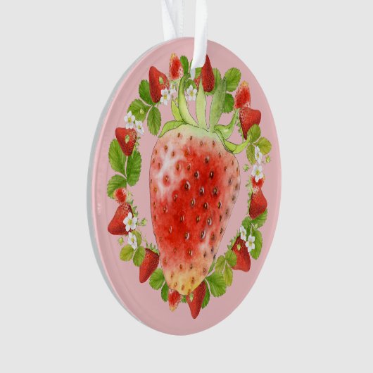 Erdbeere und Erdbeeren Blossom Ornament (Vorderseite)