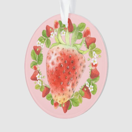 Erdbeere und Erdbeeren Blossom Ornament (Vorderseite)