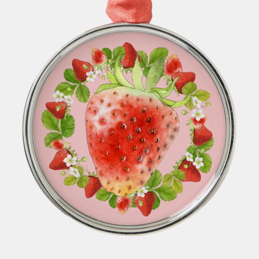 Erdbeere und Erdbeeren Ornament Aus Metall (Vorne)